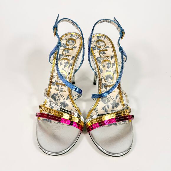 Gucci Haines 105 Metallic Sequin Sandal Heel - Women’s 8 - Picture 4 of 7